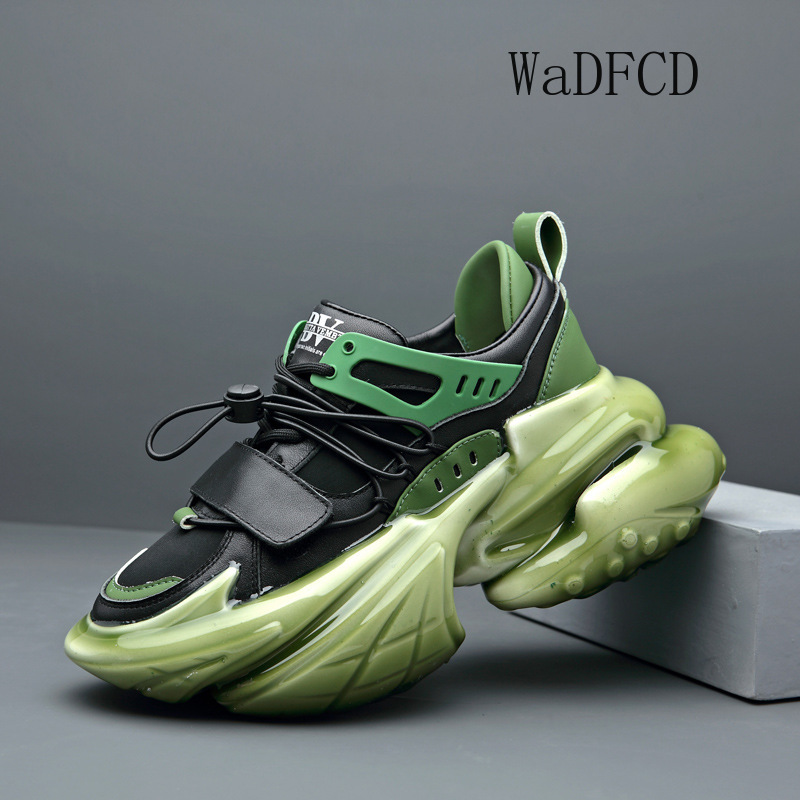 Crossfit Hard - Chunky sepatu kulit kasual pria, sneaker